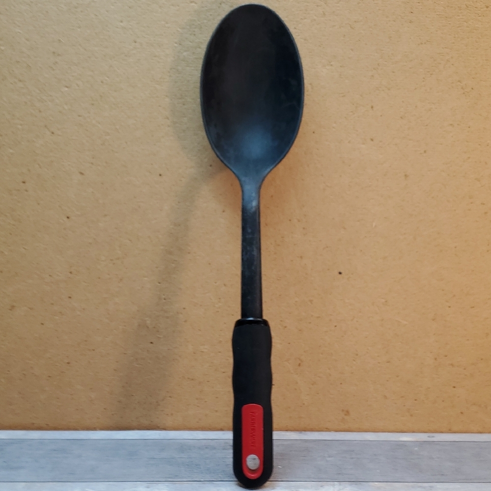 Farberware Black Serving Spoon with Red Accent Handle